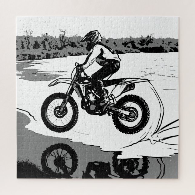Racing Through Water - Motocross Rider Jigsaw Puzzle (Vertical)