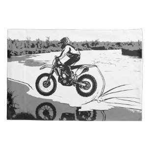 Racing Through Water - Motocross Rider Pillowcase