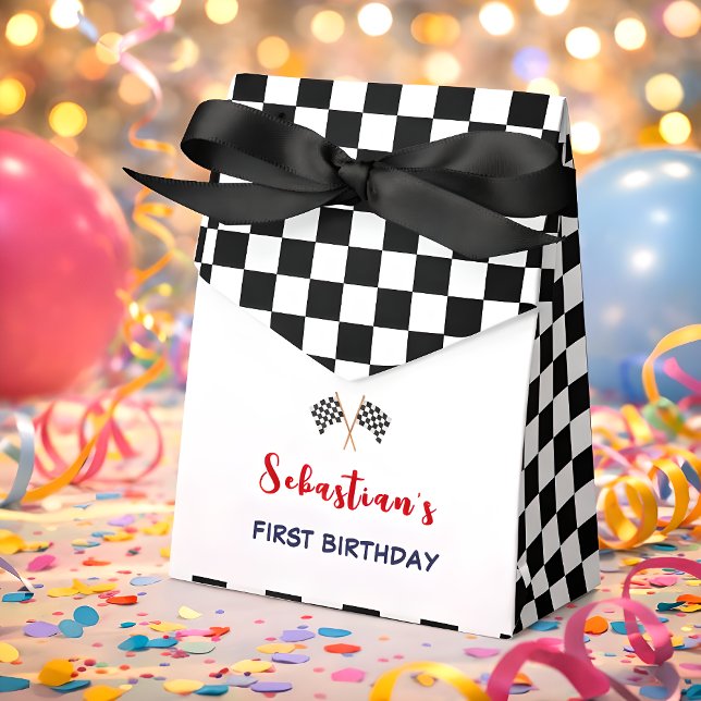 Racing to one first kids birthday favour box (Creator Uploaded)