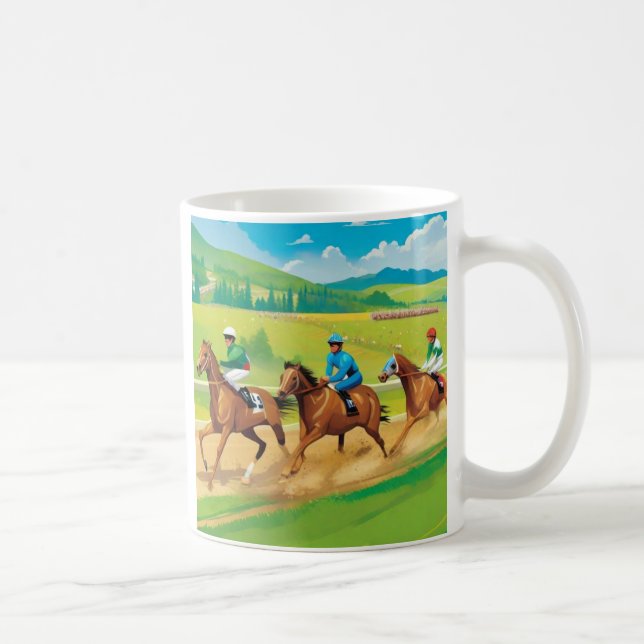 Racing Towards Victory - Horse Racing Art Coffee Mug (Right)