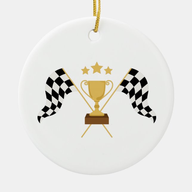 Racing Trophy Ceramic Tree Decoration (Front)