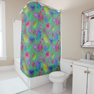 Racing with Turtles Shower Curtain