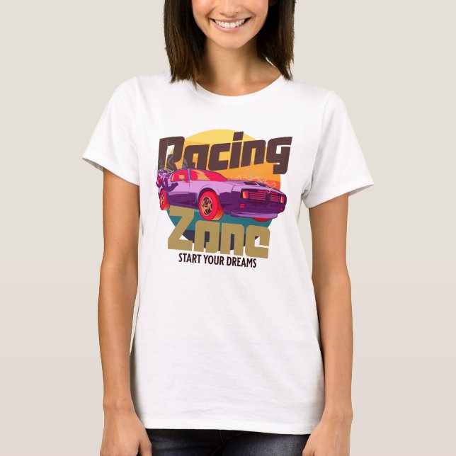 Racing Zone futuristic motors cyber sunset T-Shirt (Front)