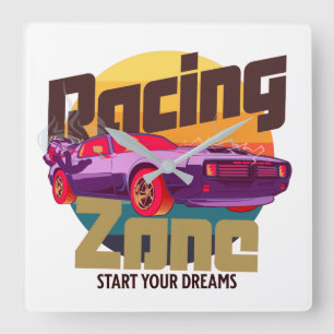 Racing Zone futuristic motors cyber sunset T-Shirt Square Wall Clock