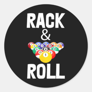 Rack &amp; Roll Tee Shirts Cool Billiard Ball Tees Classic Round Sticker