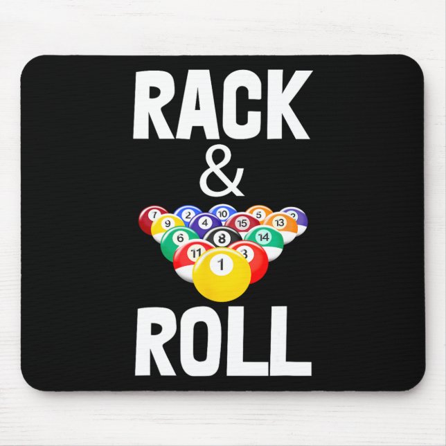 Rack &amp; Roll Tee Shirts Cool Billiard Ball Tees Mouse Mat (Front)