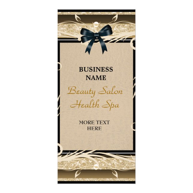 Rack Card Gold Floral Black Bows (Front)