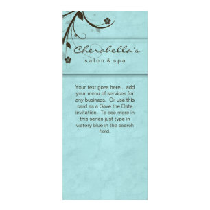 Rack Card Watery Blue Floral Salon Spa