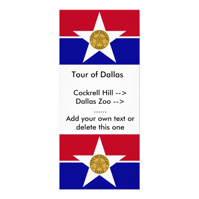 Rack Card with Flag of Dallas, U.S.A. (Front)