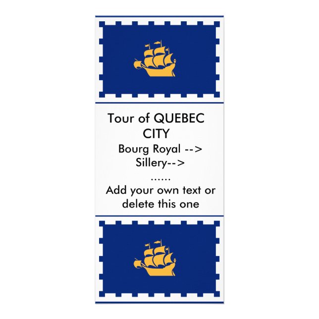Rack Card with Flag of Quebec City, Canada (Front)