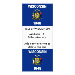 Rack Card with Flag of Wisconsin, U.S.A.