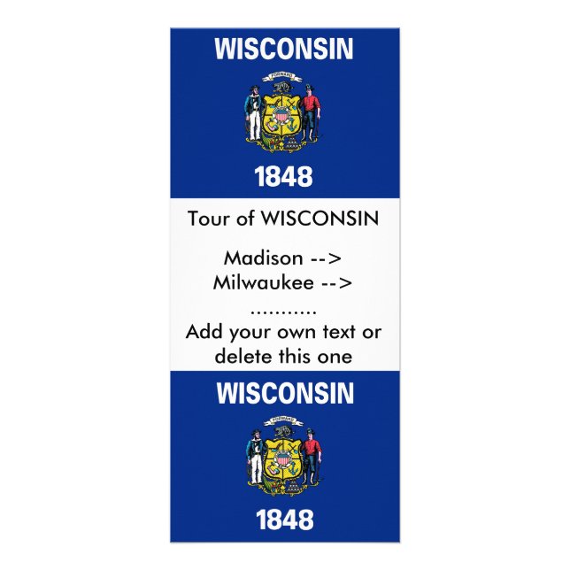 Rack Card with Flag of Wisconsin, U.S.A. (Front)