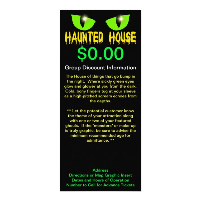 Rack Cards - "Haunted House" - Yellow Lettering (Front)