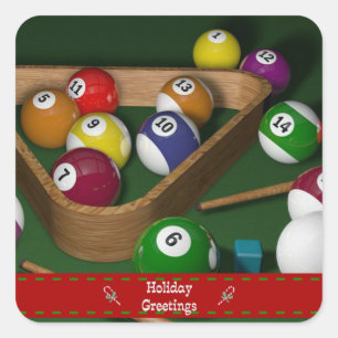 "Rack 'em up," game of billiards Square Sticker
