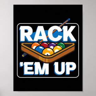 Rack Em Up Stick Player Sports Chalk Game Pool  Poster