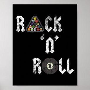 Rack N Roll Funny Pool Billiards Cue Sports Eight Poster