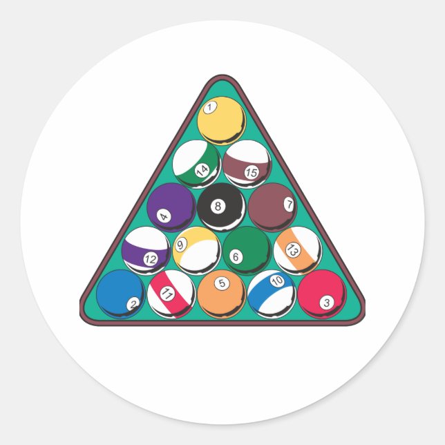 Racked Billiard Balls Classic Round Sticker (Front)