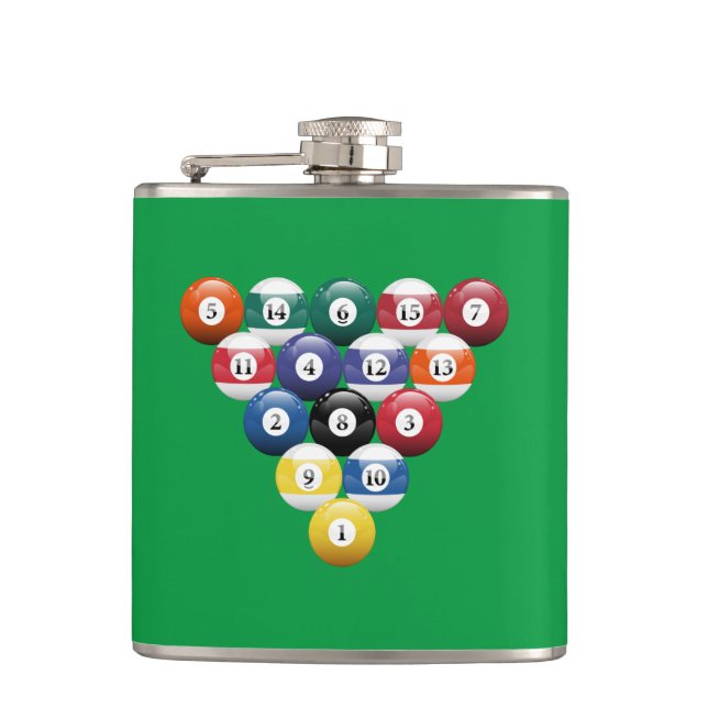 Racked Billiard Balls Hip Flask (Front)