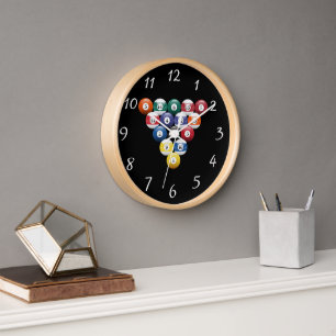Racked Billiard Balls round clark Clock