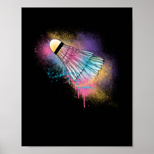 Racket Ball Sport Colorful Badminton Shuttlecock Poster