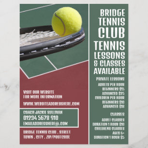 Racket & Ball, Tennis Lessons/Classes Advertising Flyer