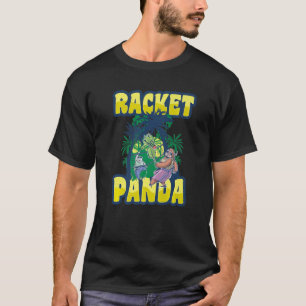 Racket Panda Graphic Badminton Player Shuttlecock T-Shirt
