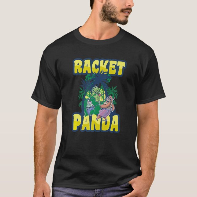 Racket Panda Graphic Badminton Player Shuttlecock  T-Shirt (Front)