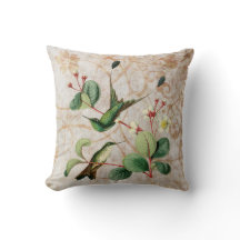 Racket Tail Hummingbird Vintage Grunge Pillow