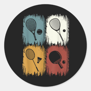 Racketlon, Tournament Sport With 4 Disciplines Classic Round Sticker