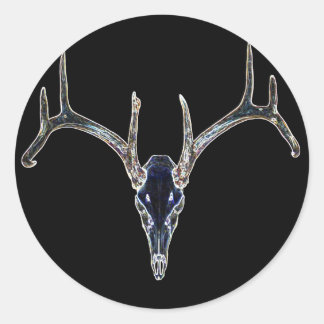 Rackgrafix Neon Buck Skull Sticker, Round Classic Round Sticker