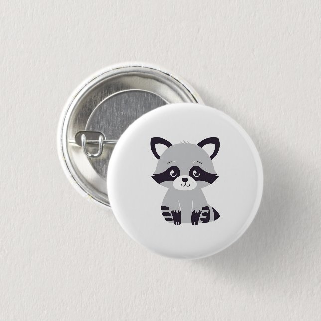 Racoon 3 Cm Round Badge (Front & Back)