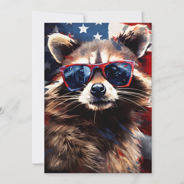 Racoon 4th of July Independence day Holiday Card (Front)