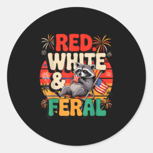 Racoon 4th Of July Patriotic Cute Red White And F Classic Round Sticker