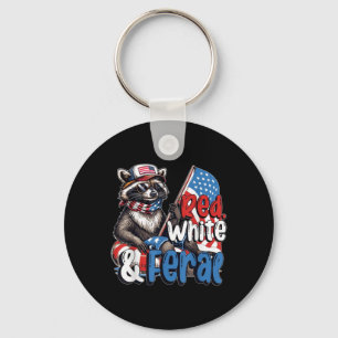 Racoon 4th Of July Patriotic Cute Red White And F Key Ring