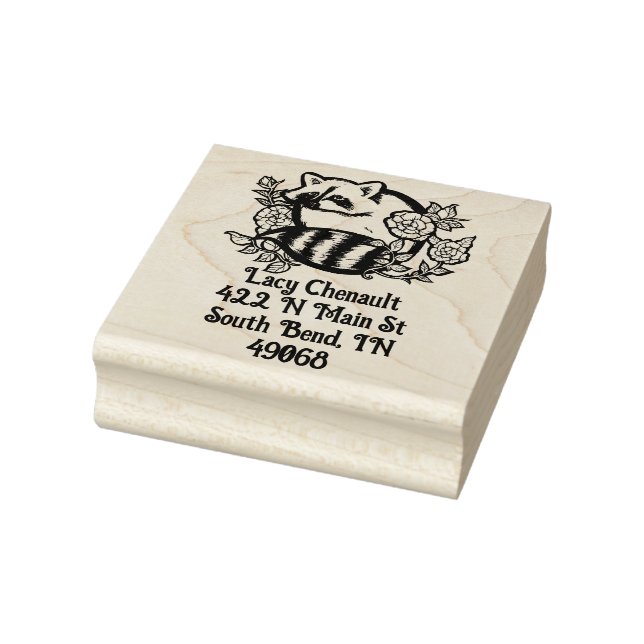 Racoon Address Rubber Stamp (Stamp)