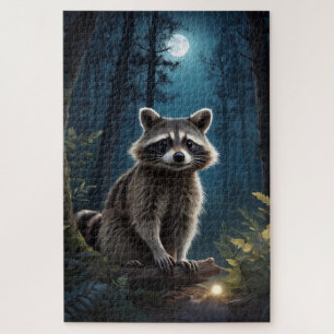 Racoon Adventure by Moonlight Wildlife Jigsaw Puzzle