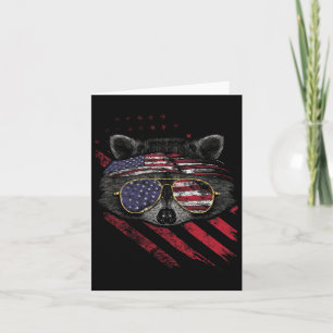 Racoon American Flag Patriotic 4th Of July Trash Card