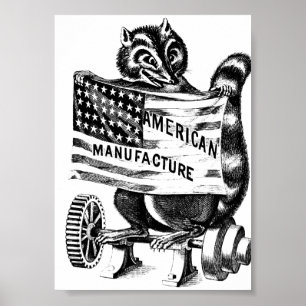 Racoon Americana Political Art Illustration Poster