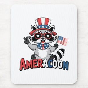 Racoon Americoon Patriotic 4TH of july America Mouse Mat