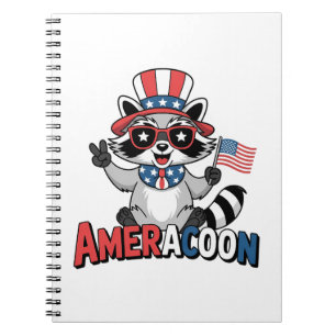 Racoon Americoon Patriotic 4TH of july America Notebook