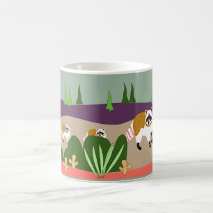 Racoon and babies in high desert forest coffee mug