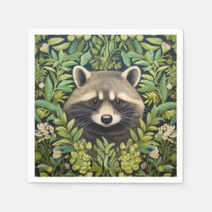 Racoon and foliage art nouveau style napkin
