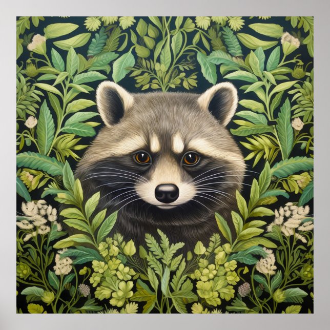 Racoon and foliage art nouveau style poster (Front)