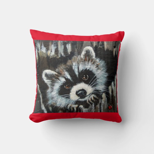 racoon and lady bug pillow (Front)