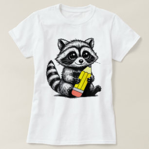 Racoon and Pencil Cute Racoon Teacher Lover T-Shirt
