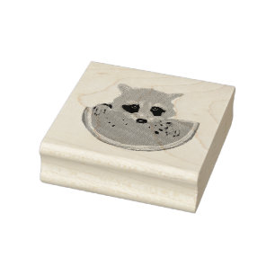 Racoon and watermelon  rubber stamp