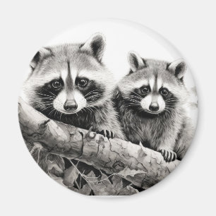 Racoon Animal Discovery Wild Nature Ink Sketch Magnet