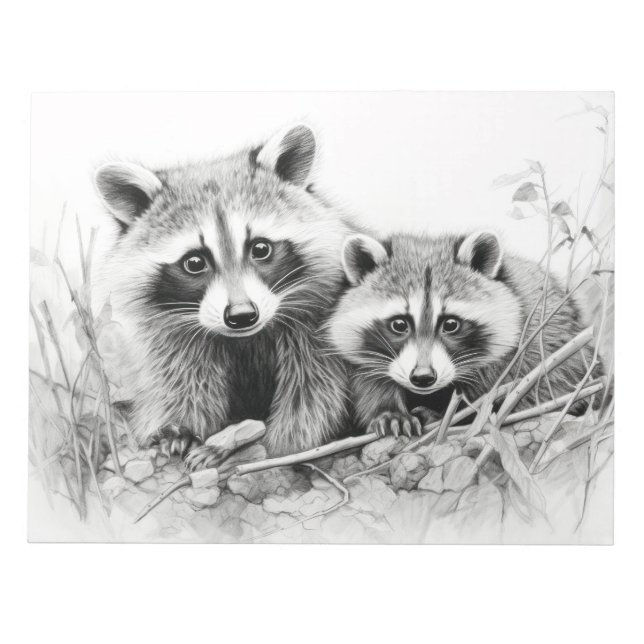 Racoon Animal Discovery Wild Nature Ink Sketch  Notepad (Front)