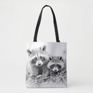 Racoon Animal Discovery Wild Nature Ink Sketch Tote Bag