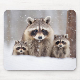 Racoon Animal Family Wandering Nature Mouse Mat
